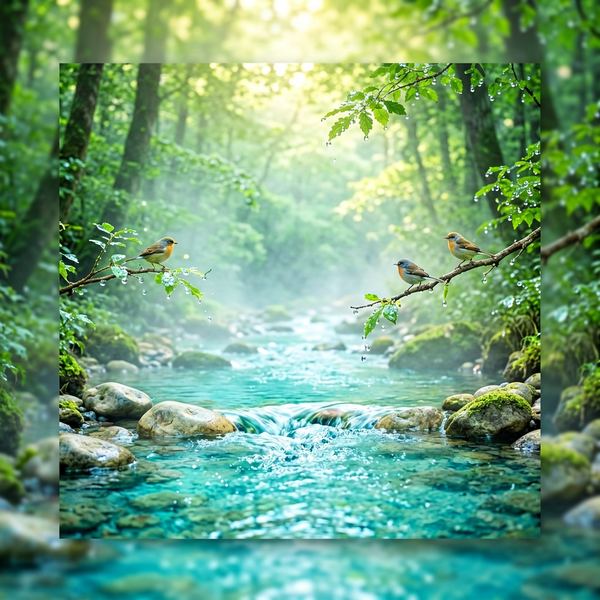 清澈清流与鸟鸣|8小时自然白噪音