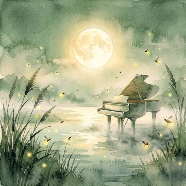 夏夜虫鸣与优美钢琴·睡眠冥想纯音乐